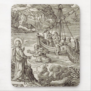 Jesus walking on water mouse pad