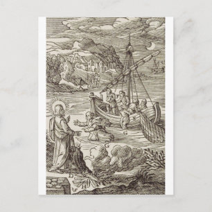 Jesus walking on water postcard