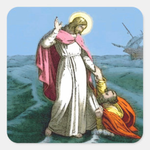 Jesus Walking on Water Square Sticker
