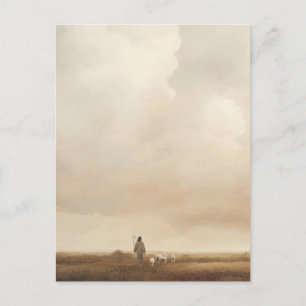 Jesus Walking with the Lamb Illustration Postcard