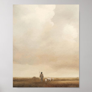Jesus Walking with the Lamb Illustration Poster