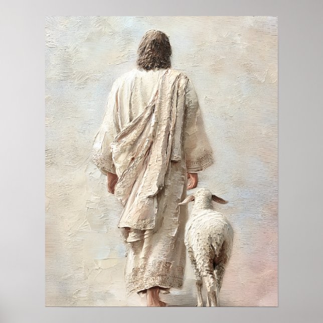 Jesus Walking with the Lamb Poster (Front)