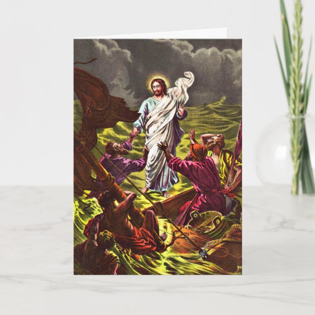 Jesus Walks on Water Greeting card (Front)