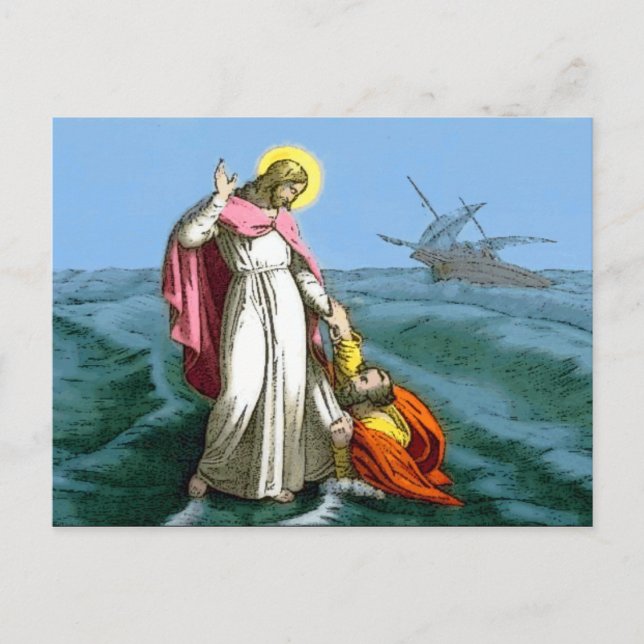 Jesus Walks on Water Postcard (Front)