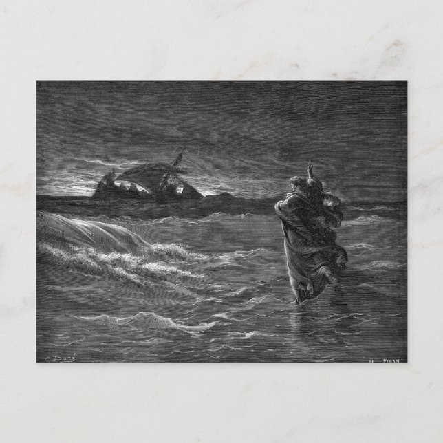 Jesus Walks on Water Postcard (Front)