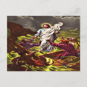 Jesus Walks on Water postcard