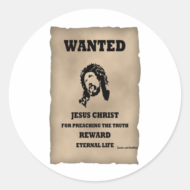 Jesus Wanted Poster Classic Round Sticker (Front)