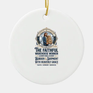 Jesus Warehouse Logistics Graphic Tee Christian Ar Ceramic Ornament