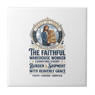 Jesus Warehouse Logistics Graphic Tee Christian Ar Ceramic Tile