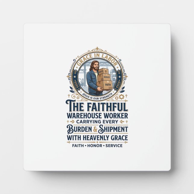 Jesus Warehouse Logistics Graphic Tee Christian Ar Plaque (Front)