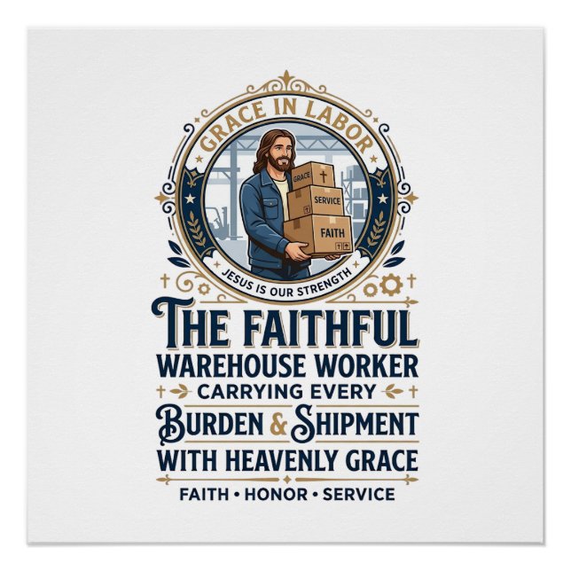 Jesus Warehouse Logistics Graphic Tee Christian Ar Poster (Front)