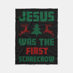 Jesus Was The First Ecrow Ugly Sweater Style  Fleece Blanket