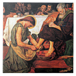Jesus Washing Peter's Feet (2) Ceramic Tile