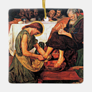Jesus Washing Peter's Feet Ceramic Ornament