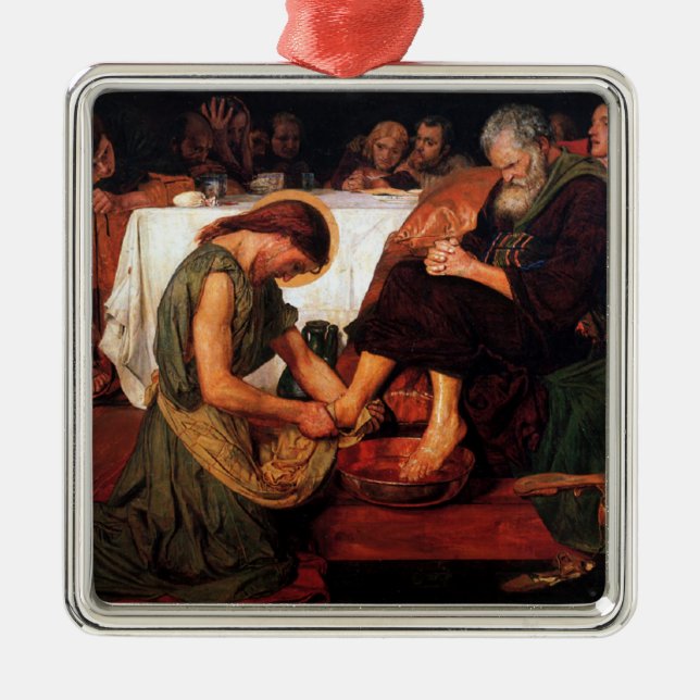 Jesus Washing Peter's Feet Metal Ornament (Front)