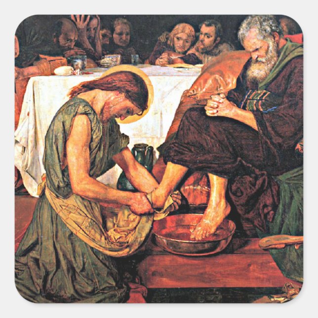Jesus Washing Peter's Feet Square Sticker (Front)