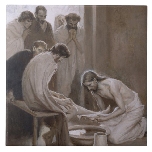 Jesus Washing the Feet of His Disciples Ceramic Tile (Front)