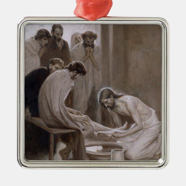 Jesus Washing the Feet of His Disciples Metal Ornament (Front)