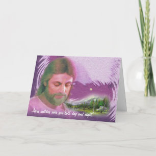 Jesus watches you both day and night. card