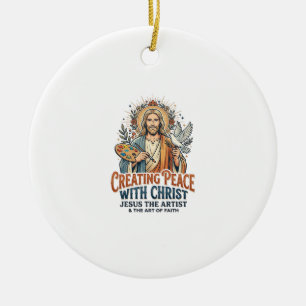 Jesus Watercolor Hobby T-Shirt Inspirational Faith Ceramic Ornament