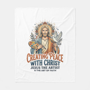 Jesus Watercolor Hobby T-Shirt Inspirational Faith Fleece Blanket