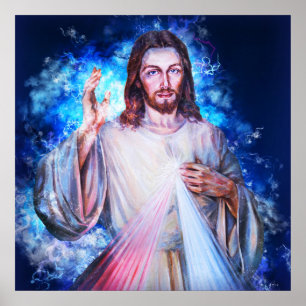 Jesus Waving from Heaven Matthew 4:17 Christian Poster
