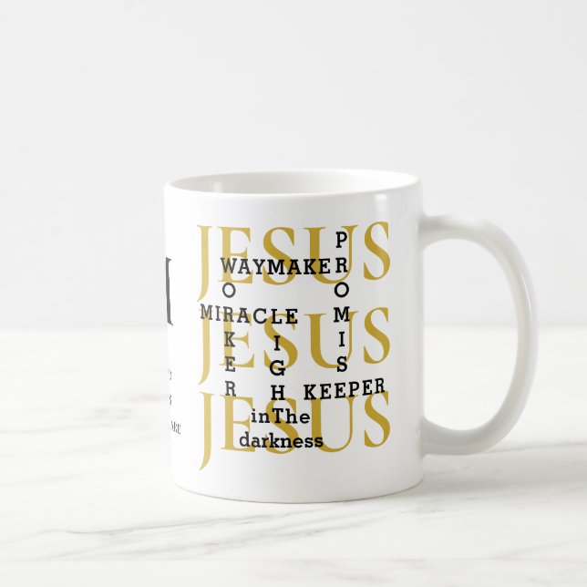 Jesus Waymaker Monogram Christian Coffee Mug (Right)