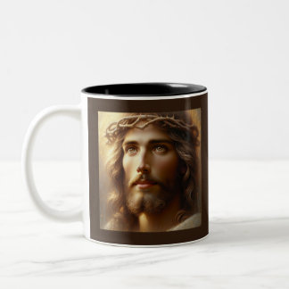 Jesus Wearing Crown of Thorns Two-Tone Coffee Mug
