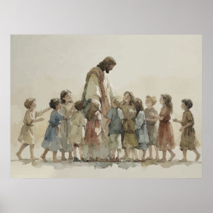 Jesus Welcomes the Children Poster