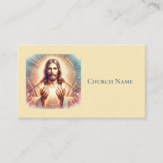 Jesus Welcoming Hands Watercolor (Yellow) Business Card