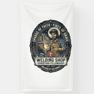 Jesus Welder Metal Shop T-Shirt Inspirational Fait Banner
