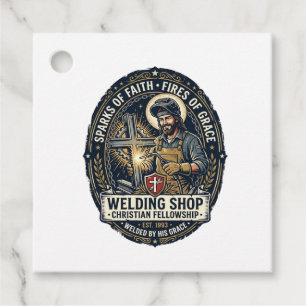Jesus Welder Metal Shop T-Shirt Inspirational Fait Favour Tags