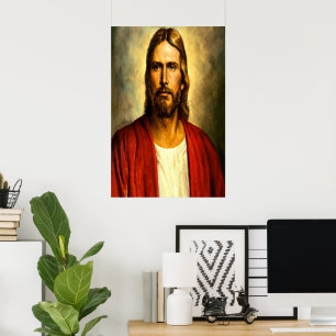 Jesus white and red robe poster