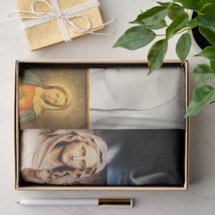 'Jesus' White Heart Collage Virgin Mary Artistic Tissue Paper