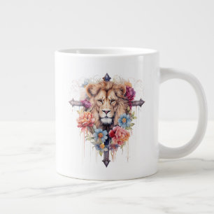 Jesus Wild Flowers Lion Of God Christian Large Coffee Mug