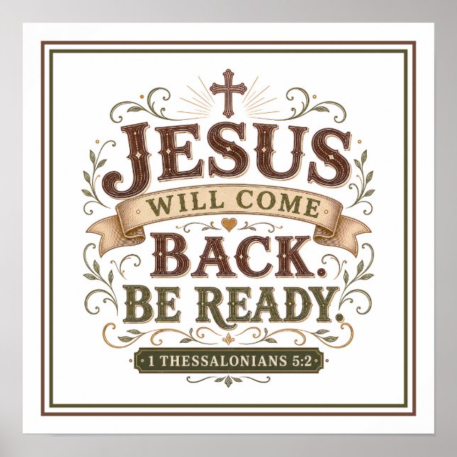 Jesus Will Come Back Be Ready Christian Quote Poster (Front)