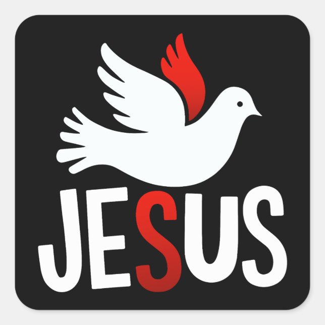 Jesus with a dove square sticker (Front)
