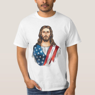 Jesus with American flag T-Shirt