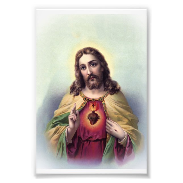 Jesus with Glowing Heart Photo Print (Front)