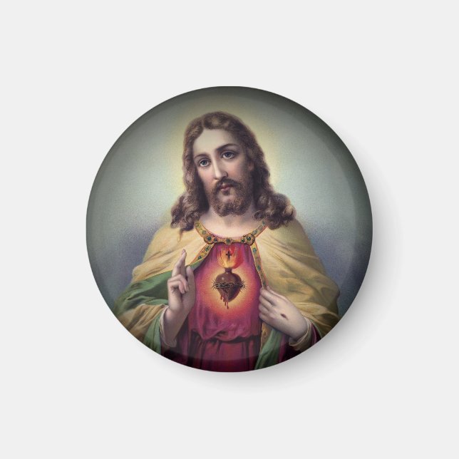 Jesus with Glowing Sacred Heart Magnet (Front)