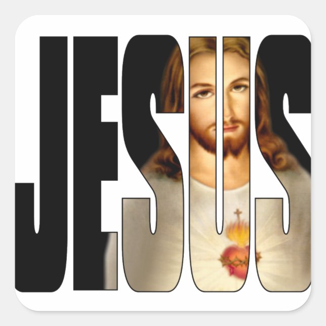 Jesus with His image in His Name Square Sticker (Front)