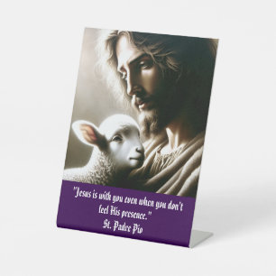 Jesus With Lamb Pedestal Sign