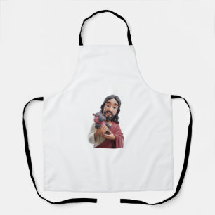 Jesus with Moo Deng_ The Pygmy Hippo of Faith Fun Apron