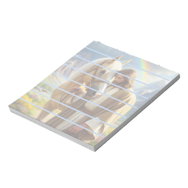 Jesus with Palomino Horse in Scenic Landscape  Notepad (Rotated)
