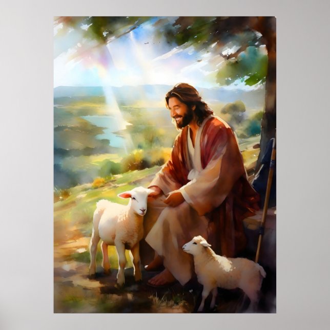 Jesus With Sheep Poster (Front)