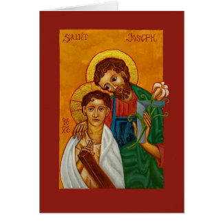 Jesus with St Joseph as Worker & Father Blank Card