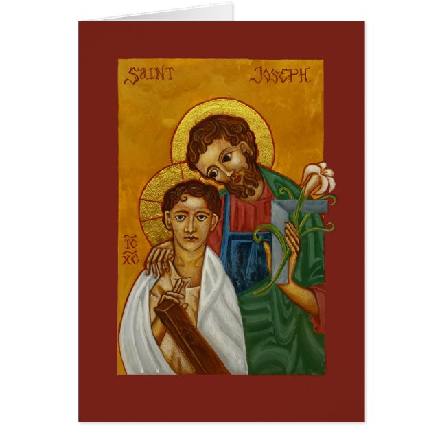 Jesus with St Joseph as Worker & Father Blank Card (Front)