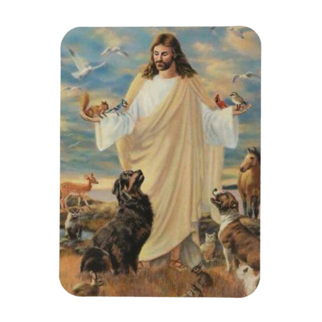 Jesus With The Animals Magnet (Vertical)