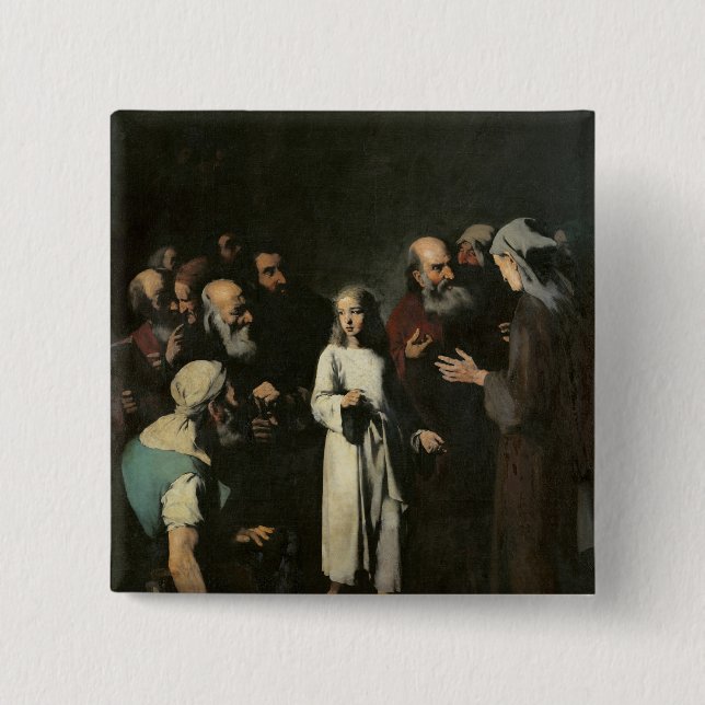 Jesus with the Doctors 15 Cm Square Badge (Front)