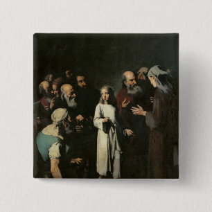 Jesus with the Doctors 15 Cm Square Badge